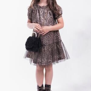 Imoga Naomi toddler animal print tulle glitter and gold dress Size 3T